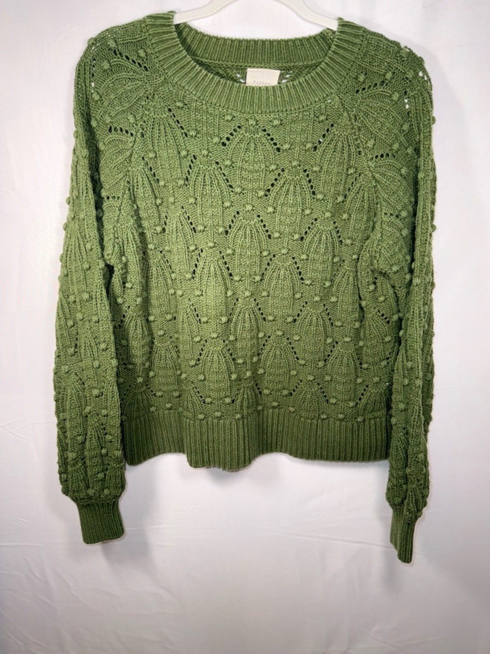 Harper Heritage Textured Knit Green Crewneck Sweater Pullover Size Small